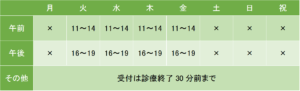 松永ひろきクリニックの診療時間